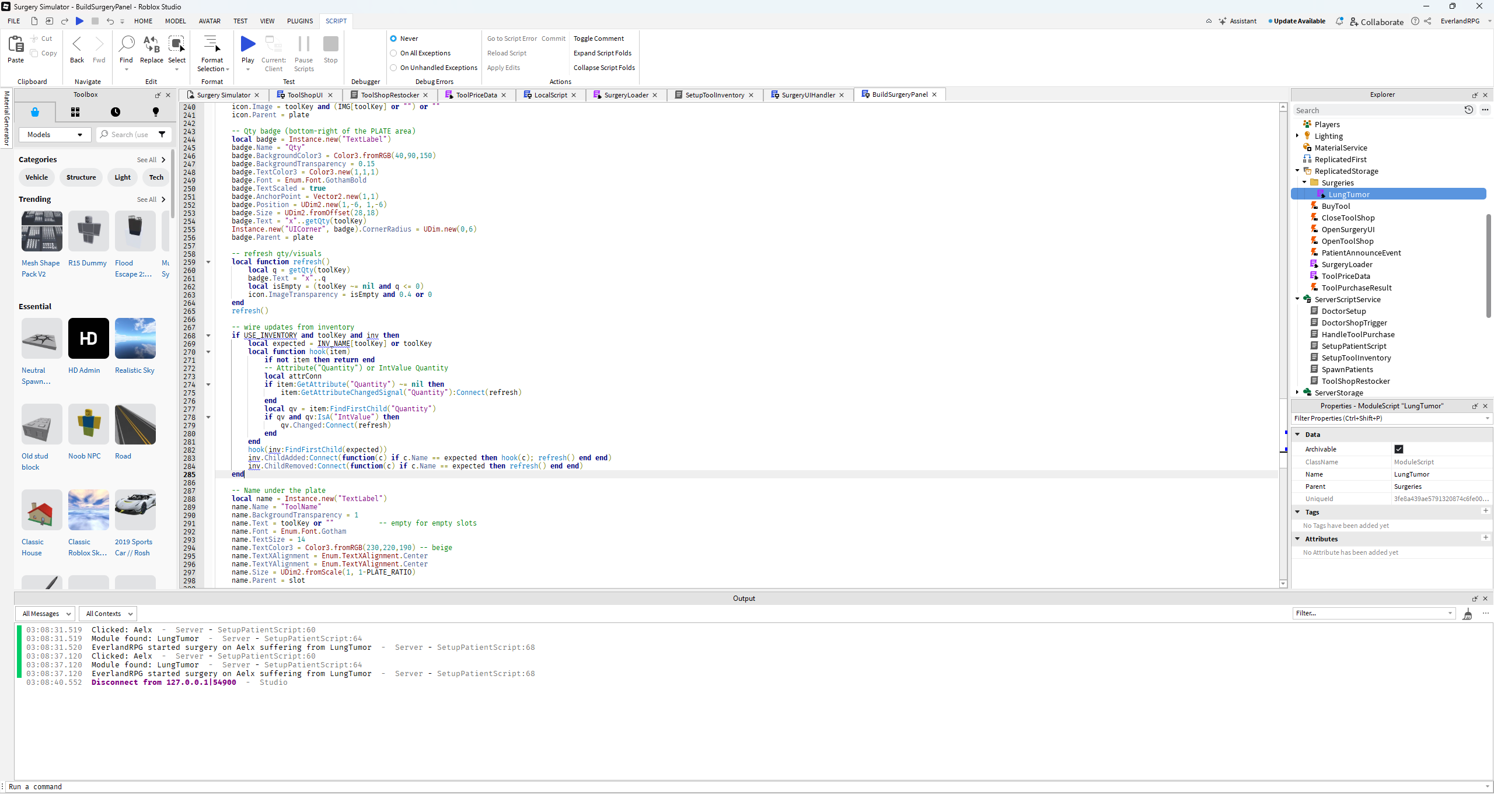 Roblox Lua scripting example
